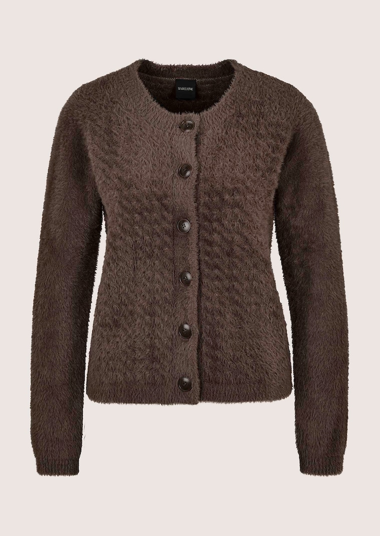 A fluffy cardigan with a honeycomb structure