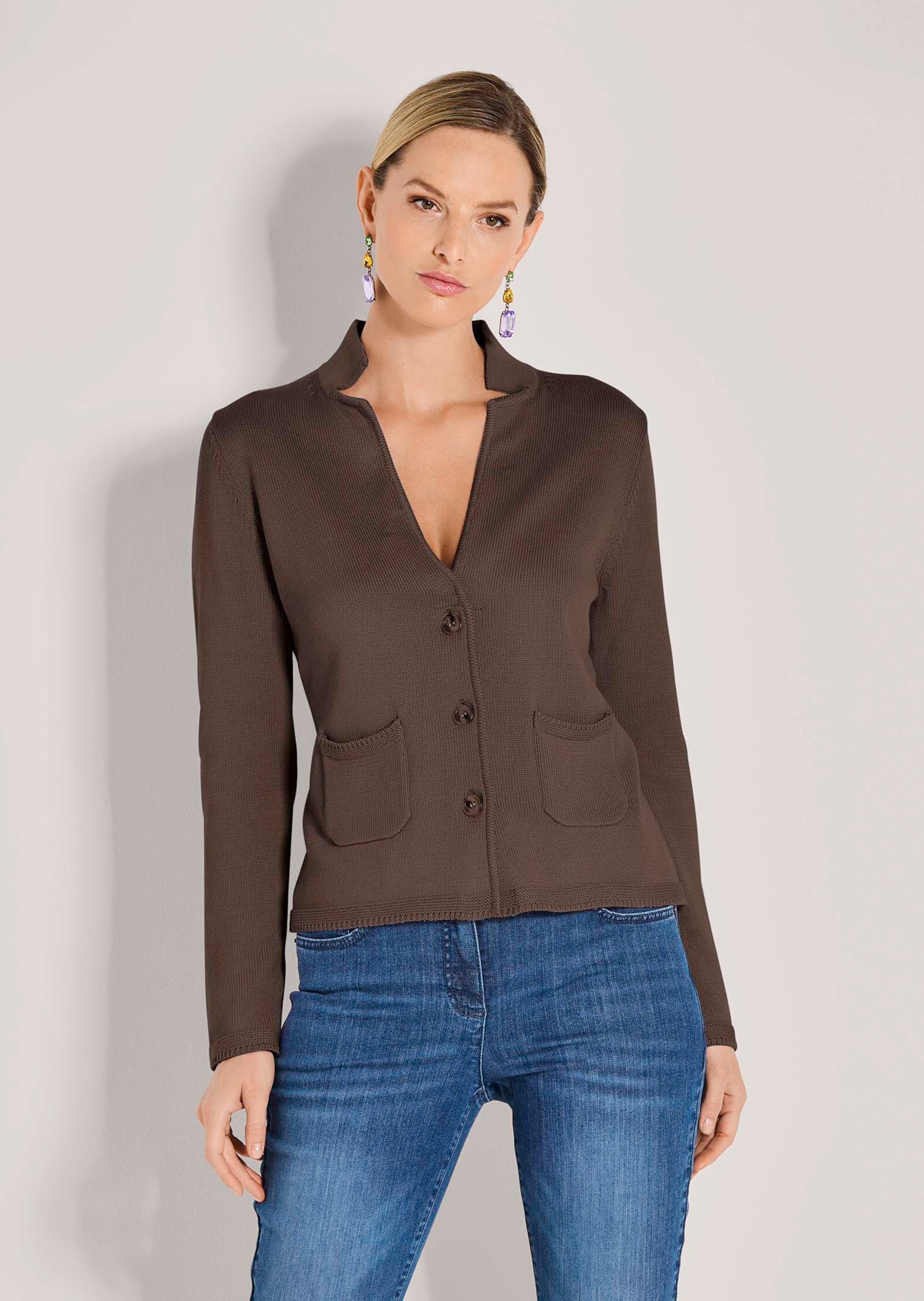 Knitted cotton blazer