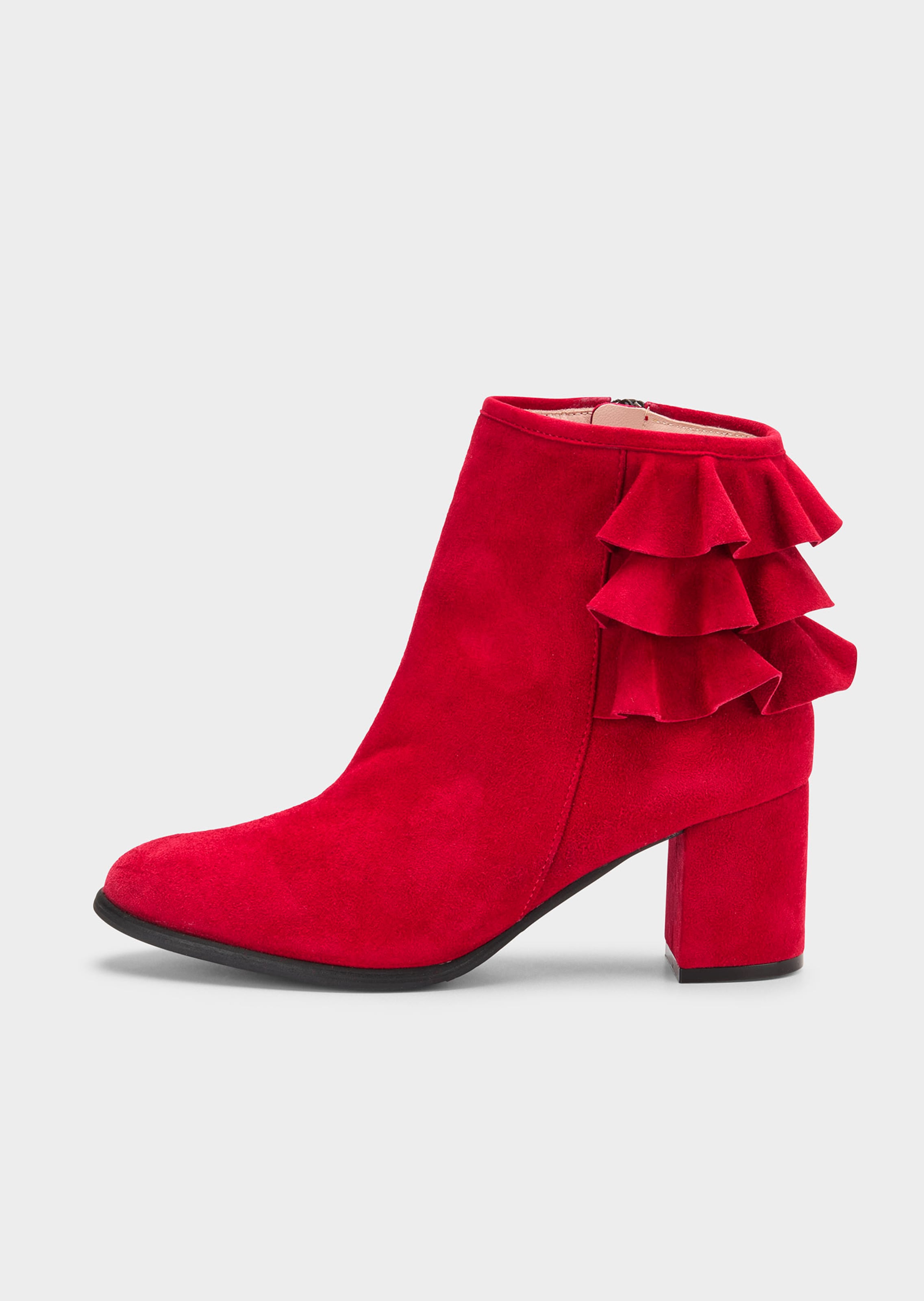 Wildleder-Stiefelette mit Rüschen
