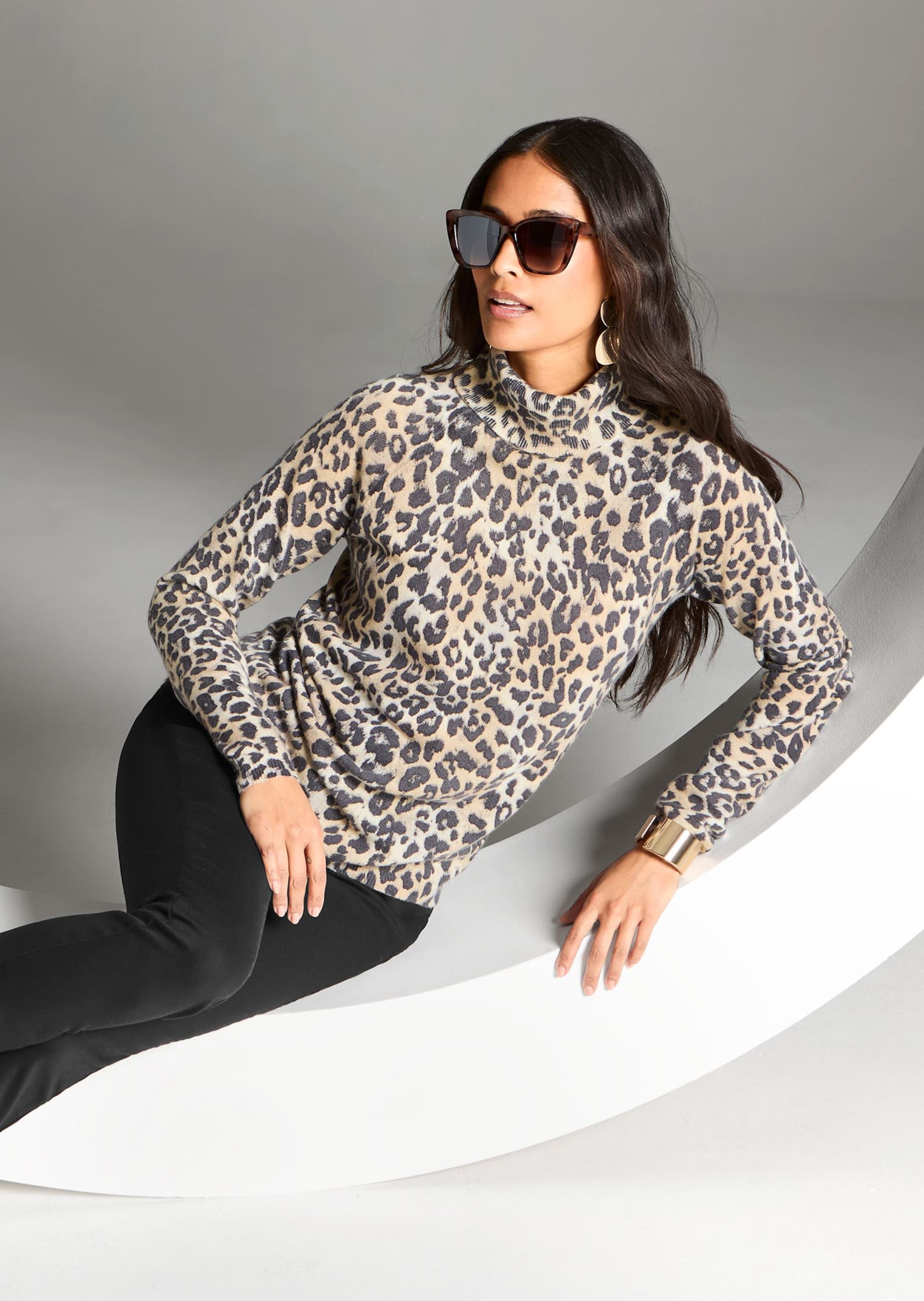 Pull en cachemire avec motif léopard