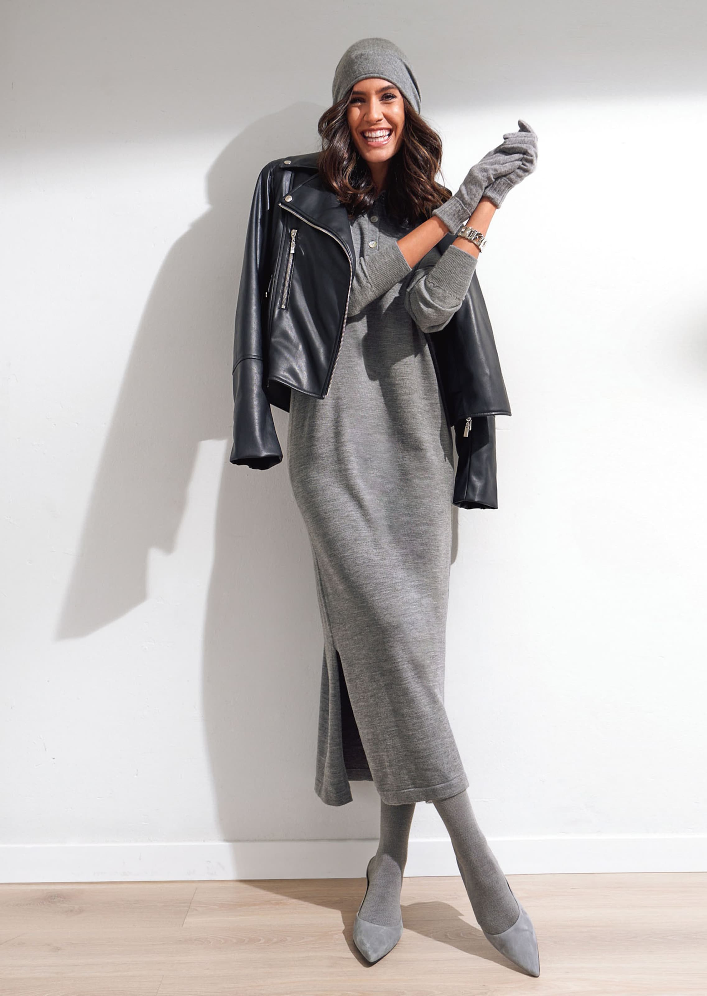Kunstlederjacke im Bikerstyle