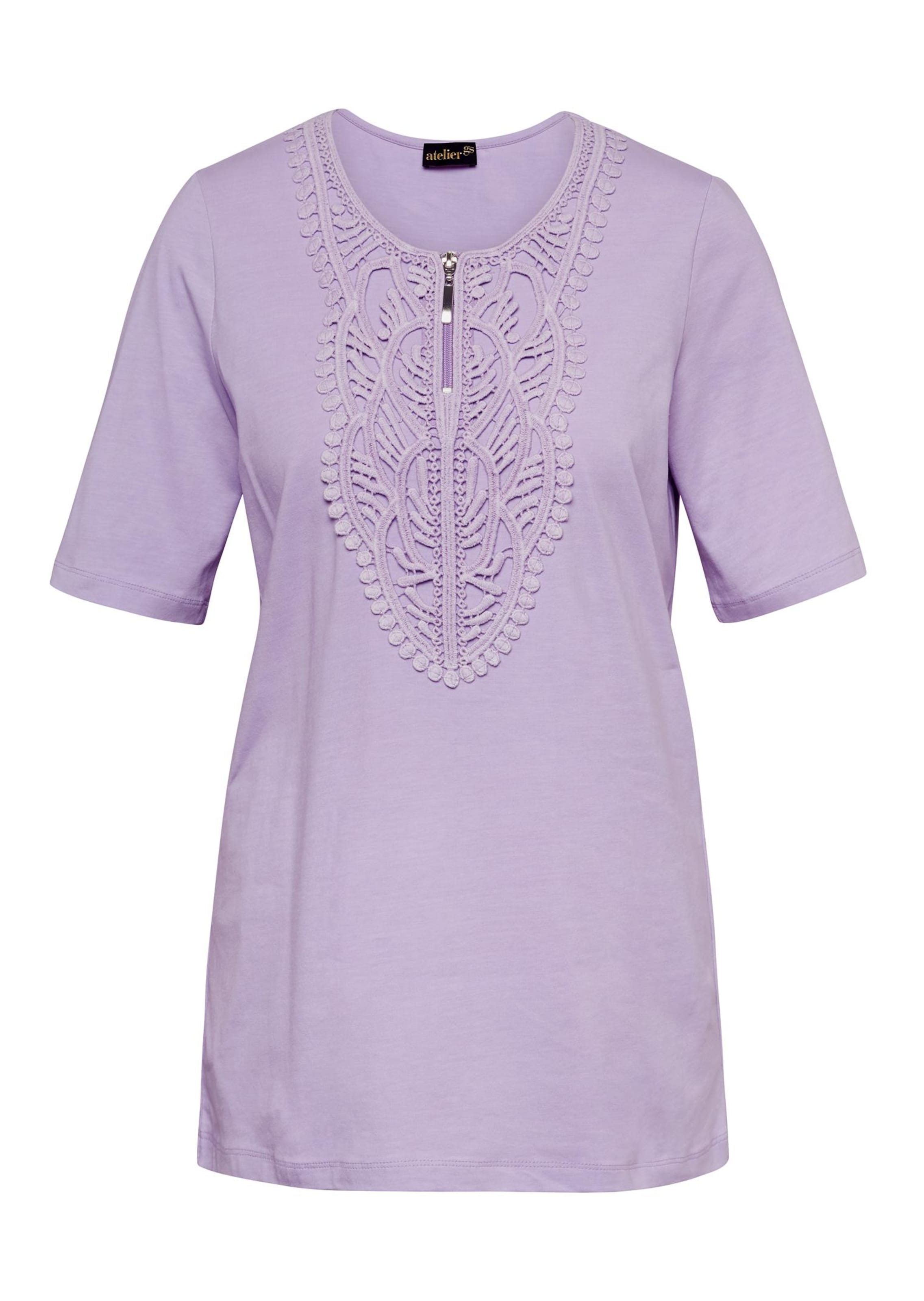 Shirt met ronde hals en gehaakt kant