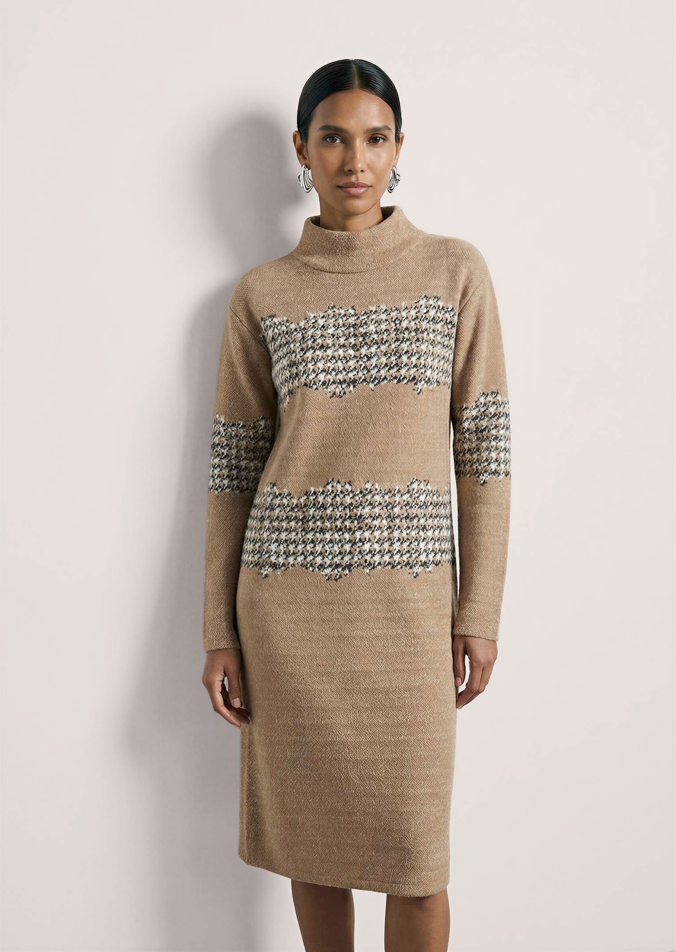 Jurk met pied-de-poule-dessin