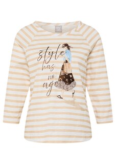 Gestreept shirt van katoen met motiefprint thumbnail 6