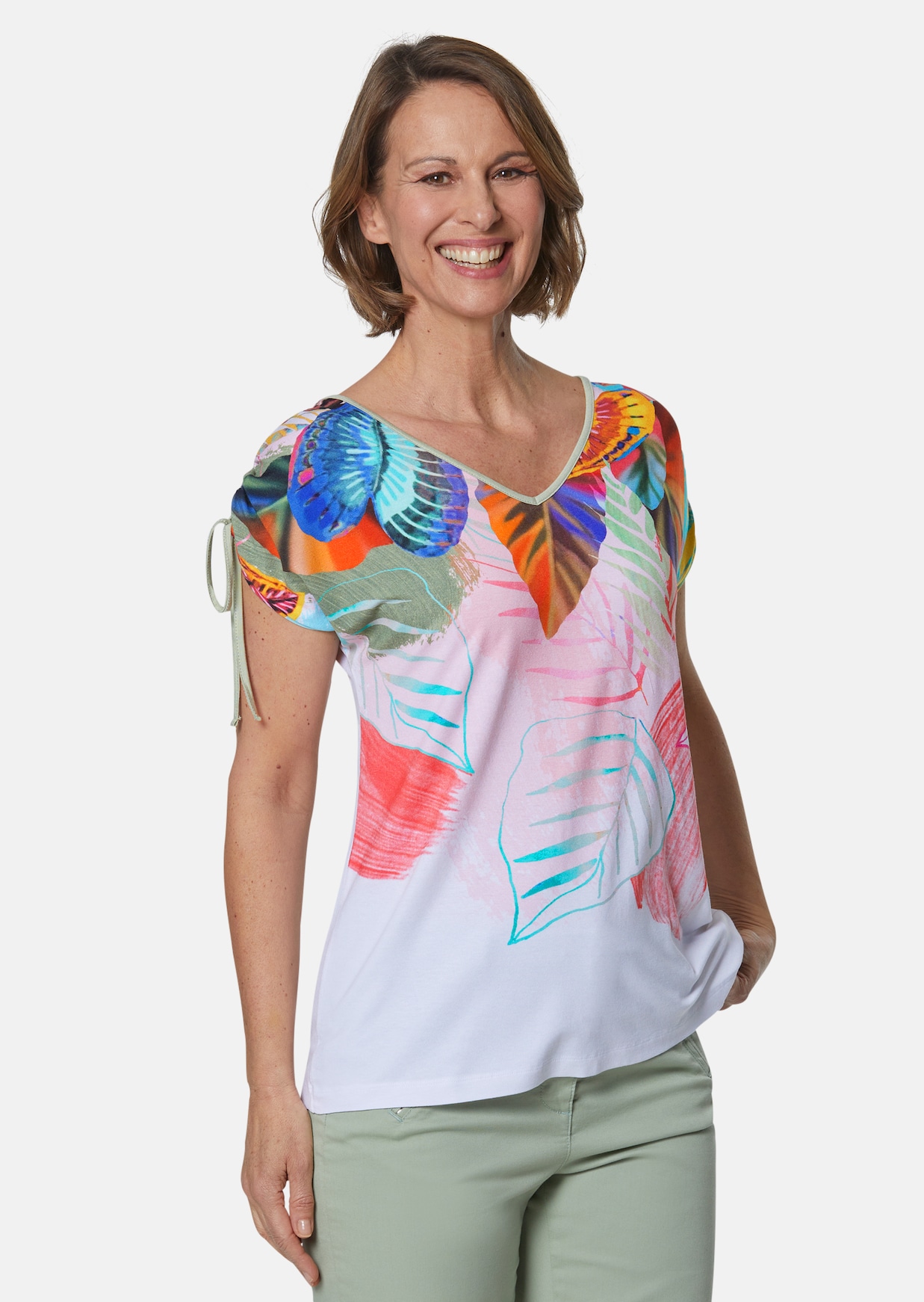 T-shirt imprimé avec fronces