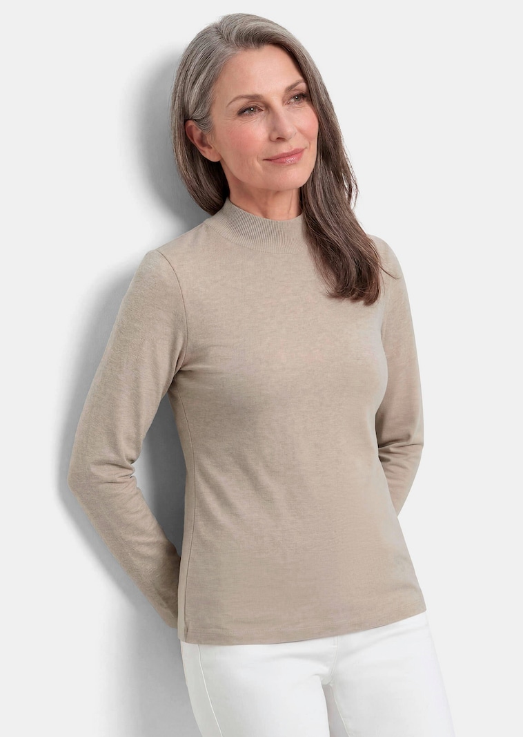 Langarmshirt mit Stehkragen aus Baumwolle