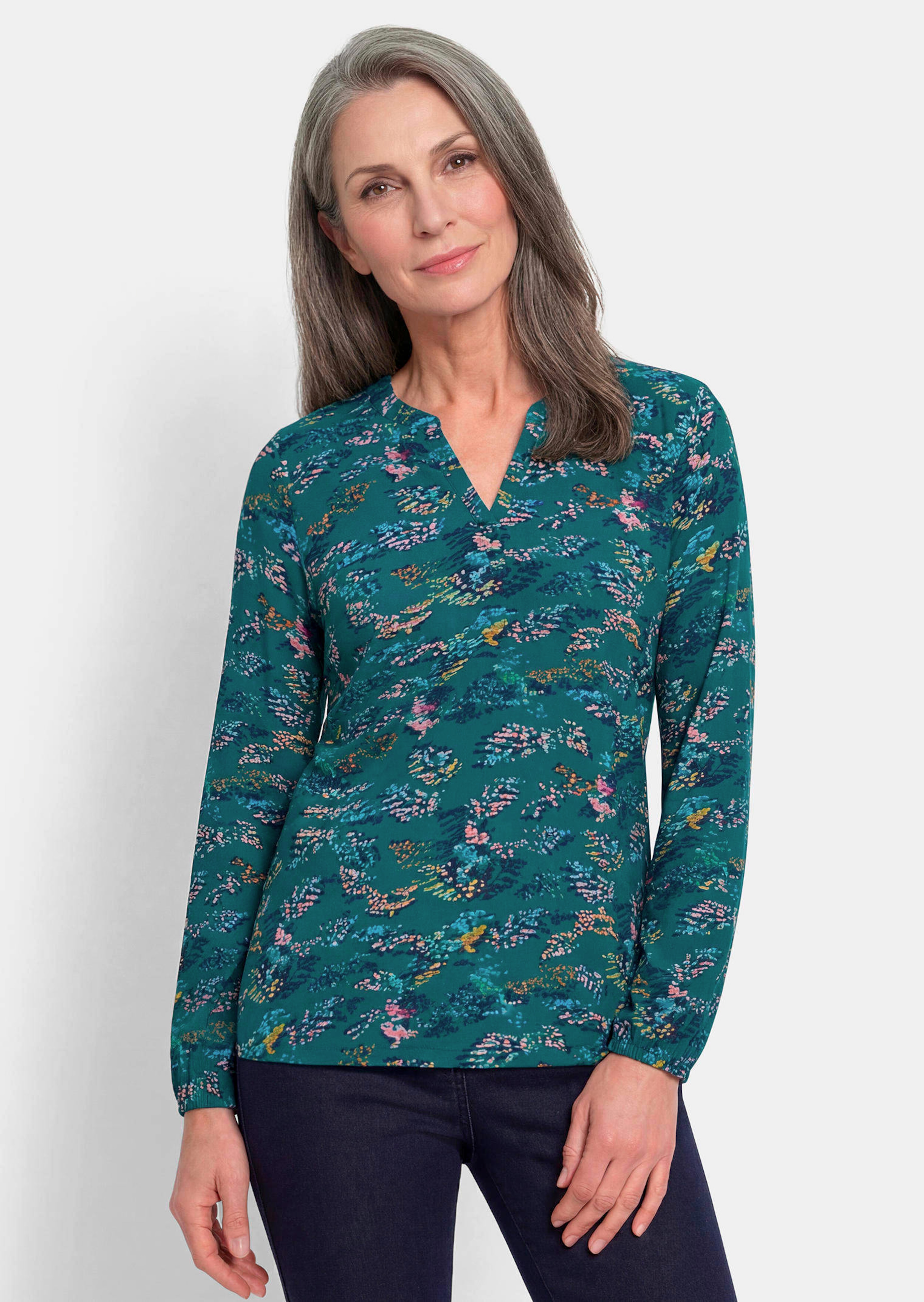 Bluse aus schimmerndem Slinky-Jersey