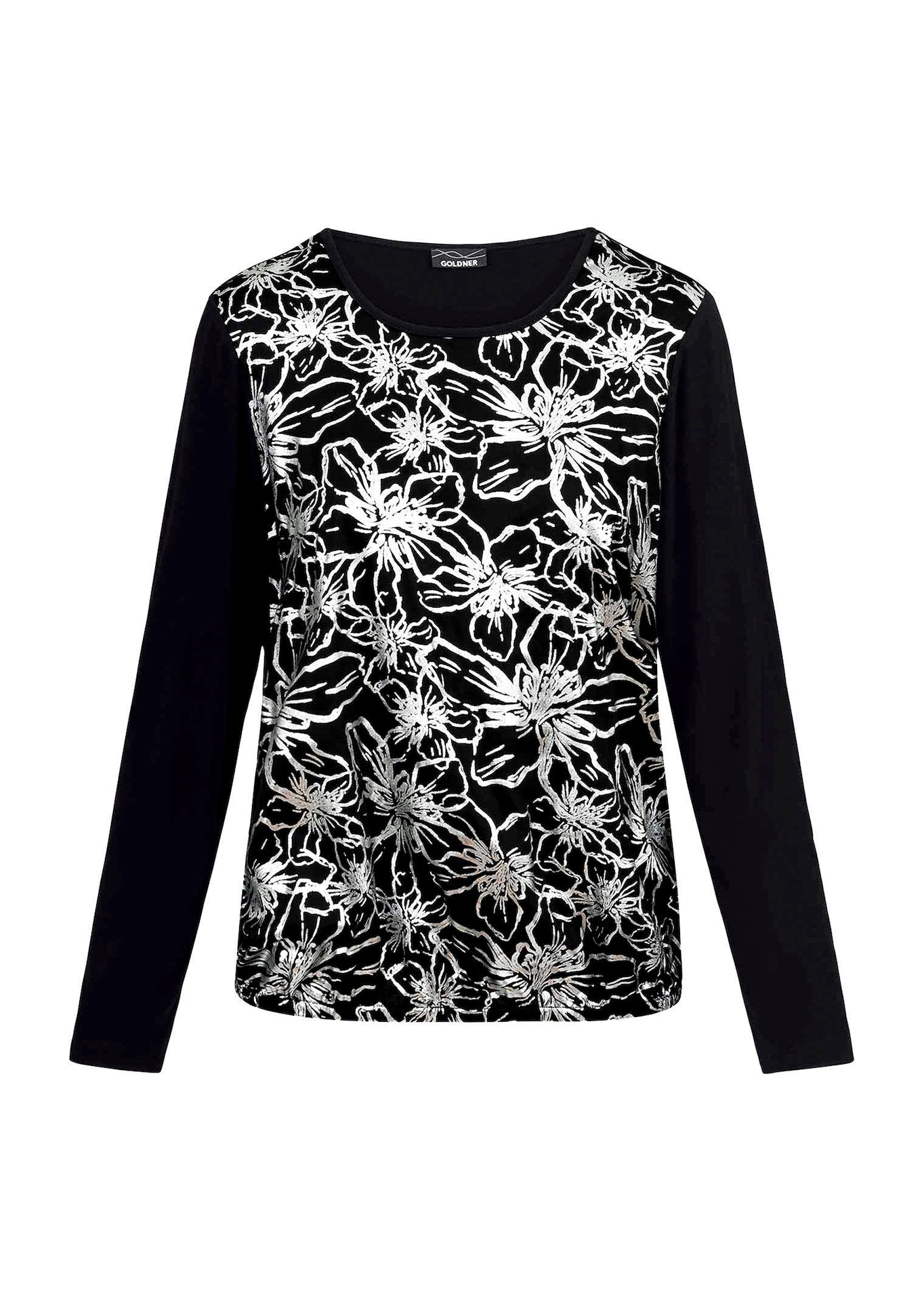 Blusenshirt mit Blumenmuster und Folienprint