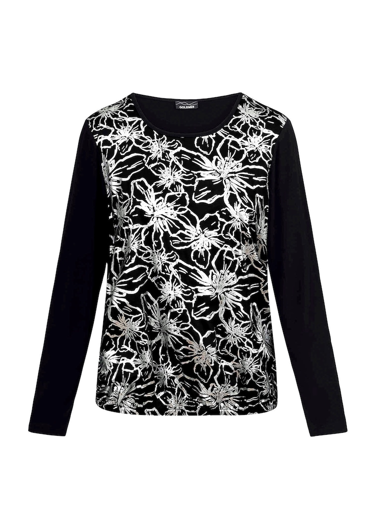 Blusenshirt mit Blumenmuster und Folienprint
