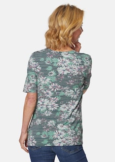 Bequemes Druckshirt in Blumen-Ringeloptik thumbnail 3