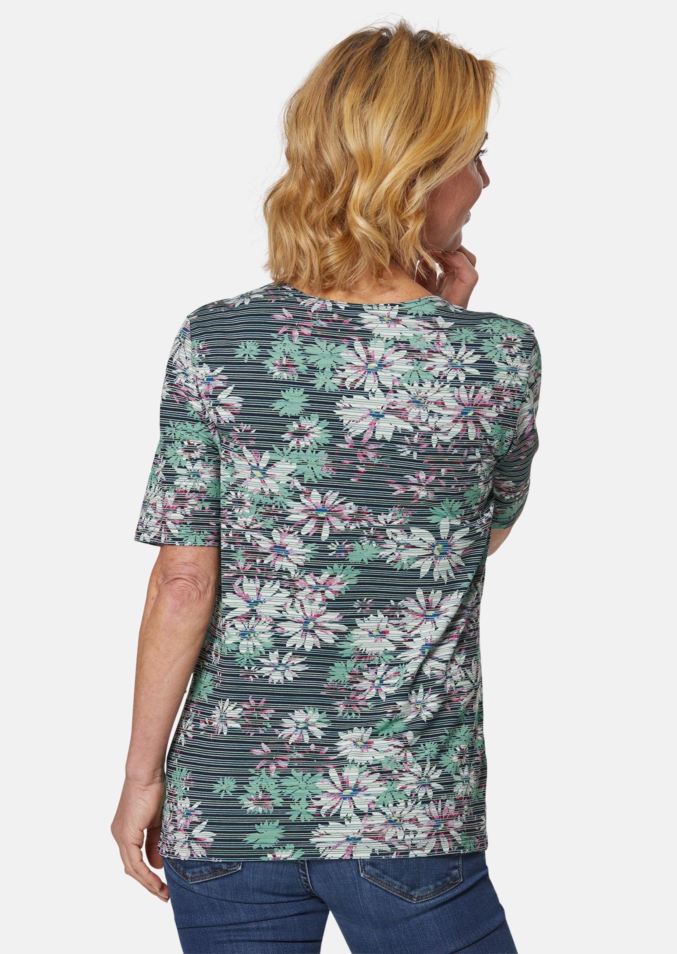Bequemes Druckshirt in Blumen-Ringeloptik thumbnail 3