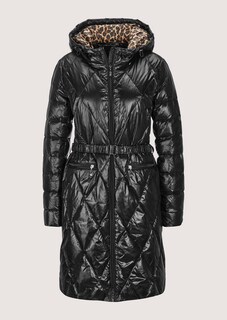 Hooded quilted jacket with leopard print lining thumbnail 7