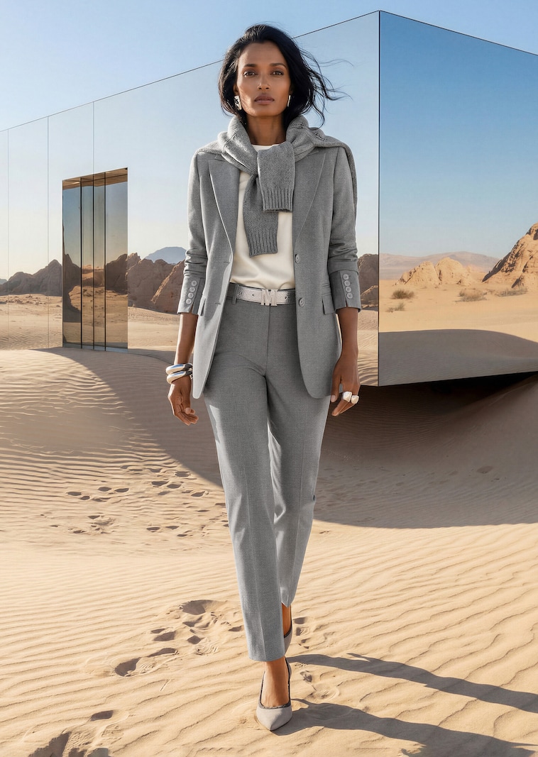 Pleated trousers with tapered legs