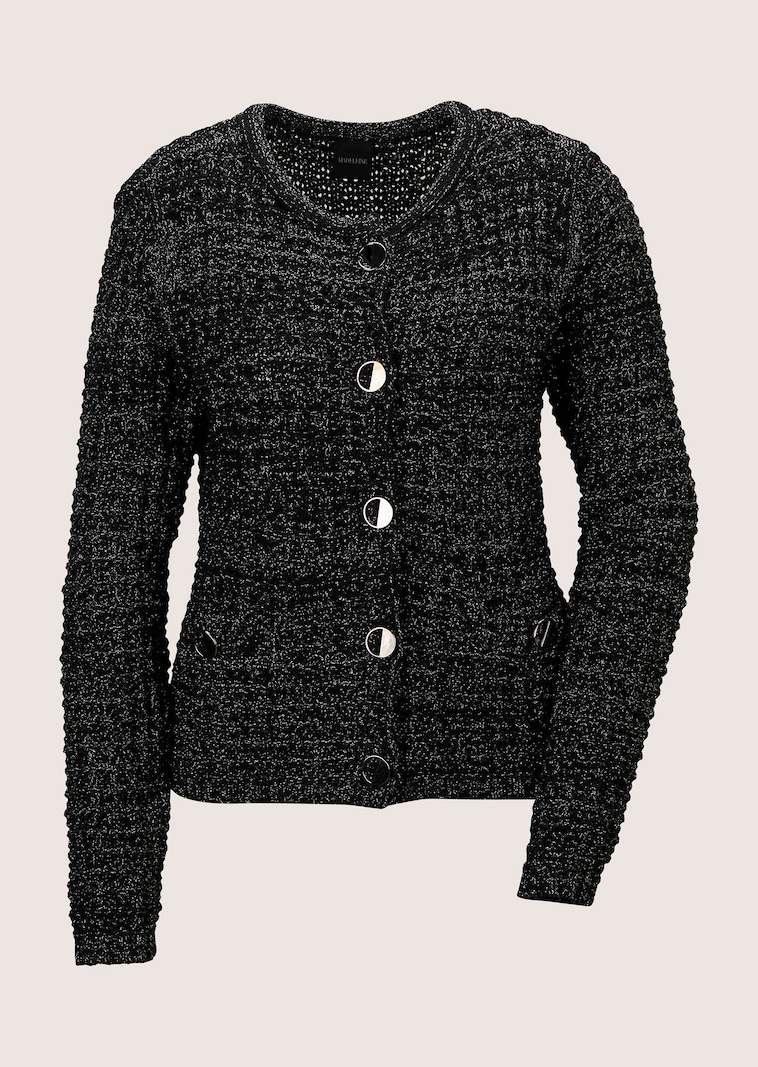 Grobstrickjacke mit Glanzgarn und modischen Knöpfen