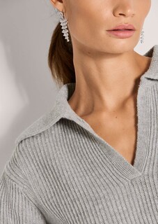 Schimmernder Pullover mit Polo-Kragen thumbnail 6