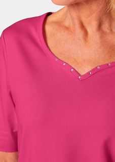 T-Shirt mit charmantem Ausschnitt und Schmucksteinchen thumbnail 5