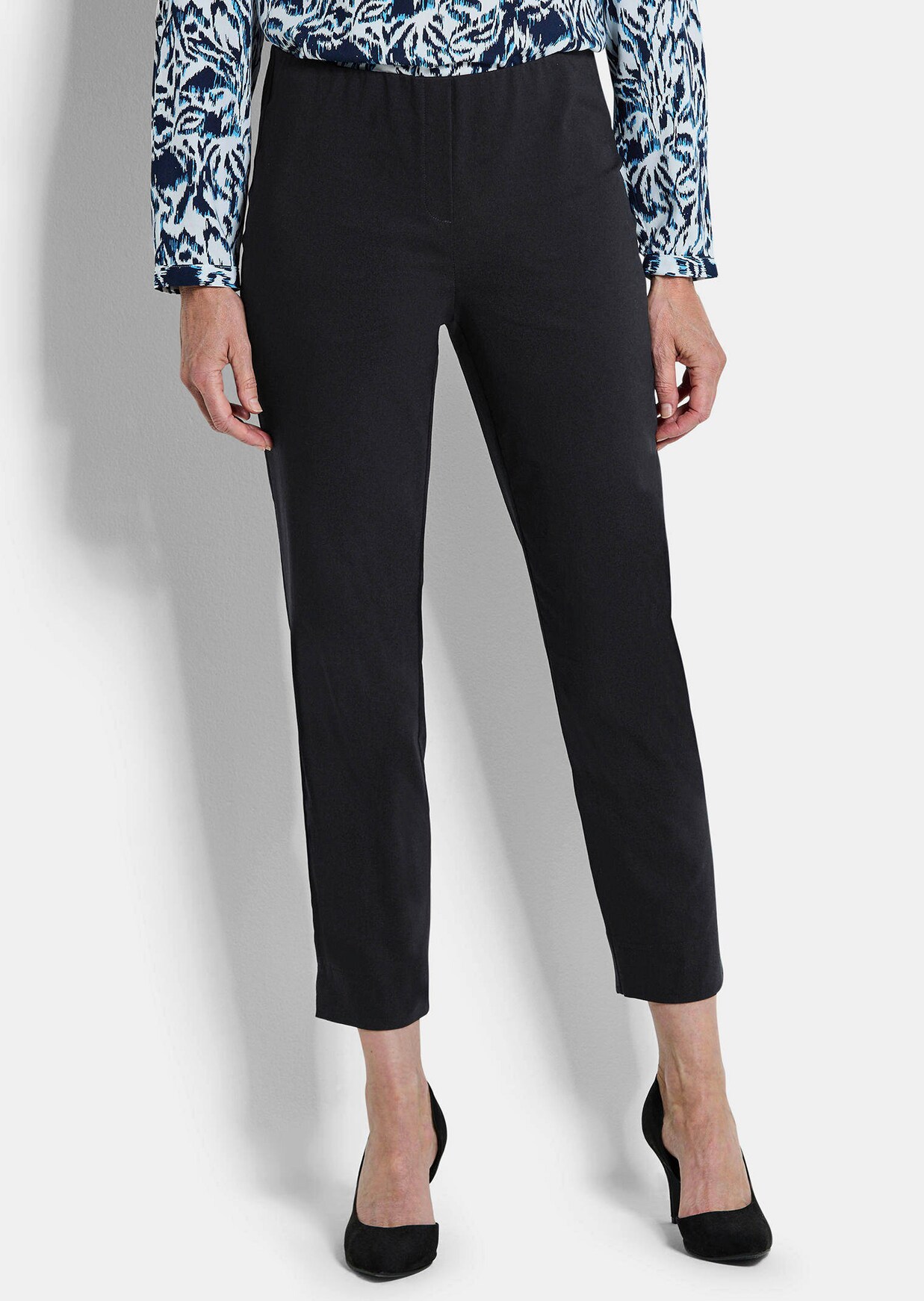 7/8-broek LOUISA van bengaline, met elastische tailleband