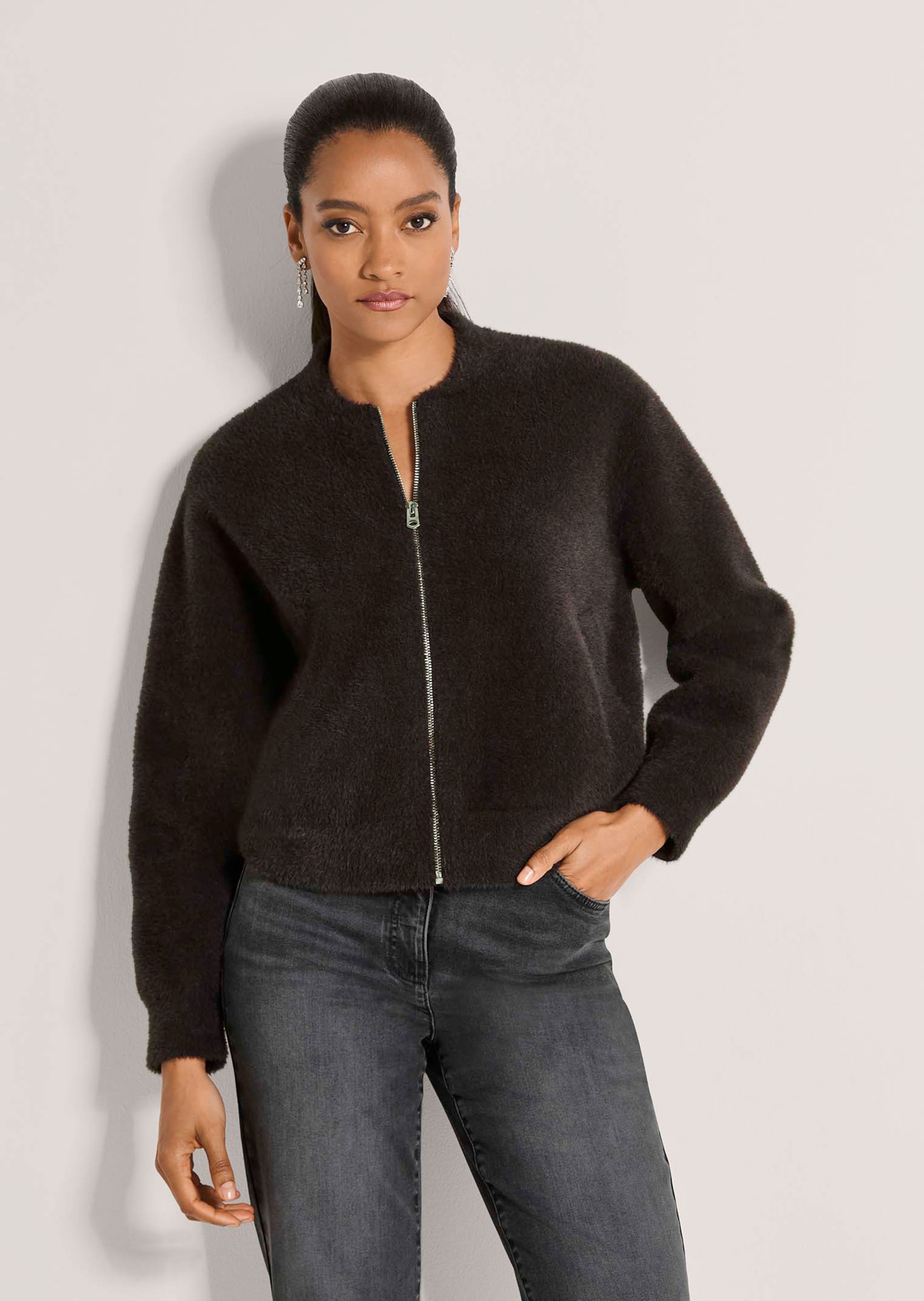 Strickblouson im Teddyfell-Look