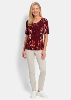 Shirt van viscose met bloemen en verticale strepen thumbnail 2