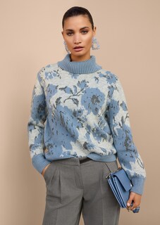 Pull jacquard floral à col roulé thumbnail 1