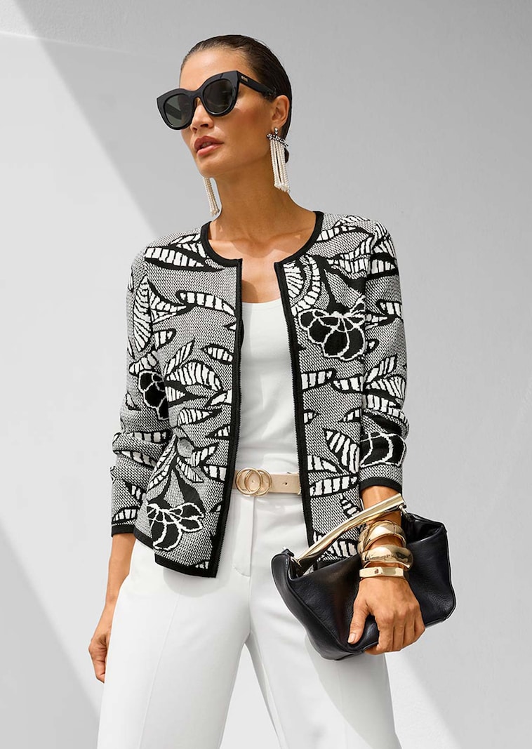 Jacquard knitted blazer with zip