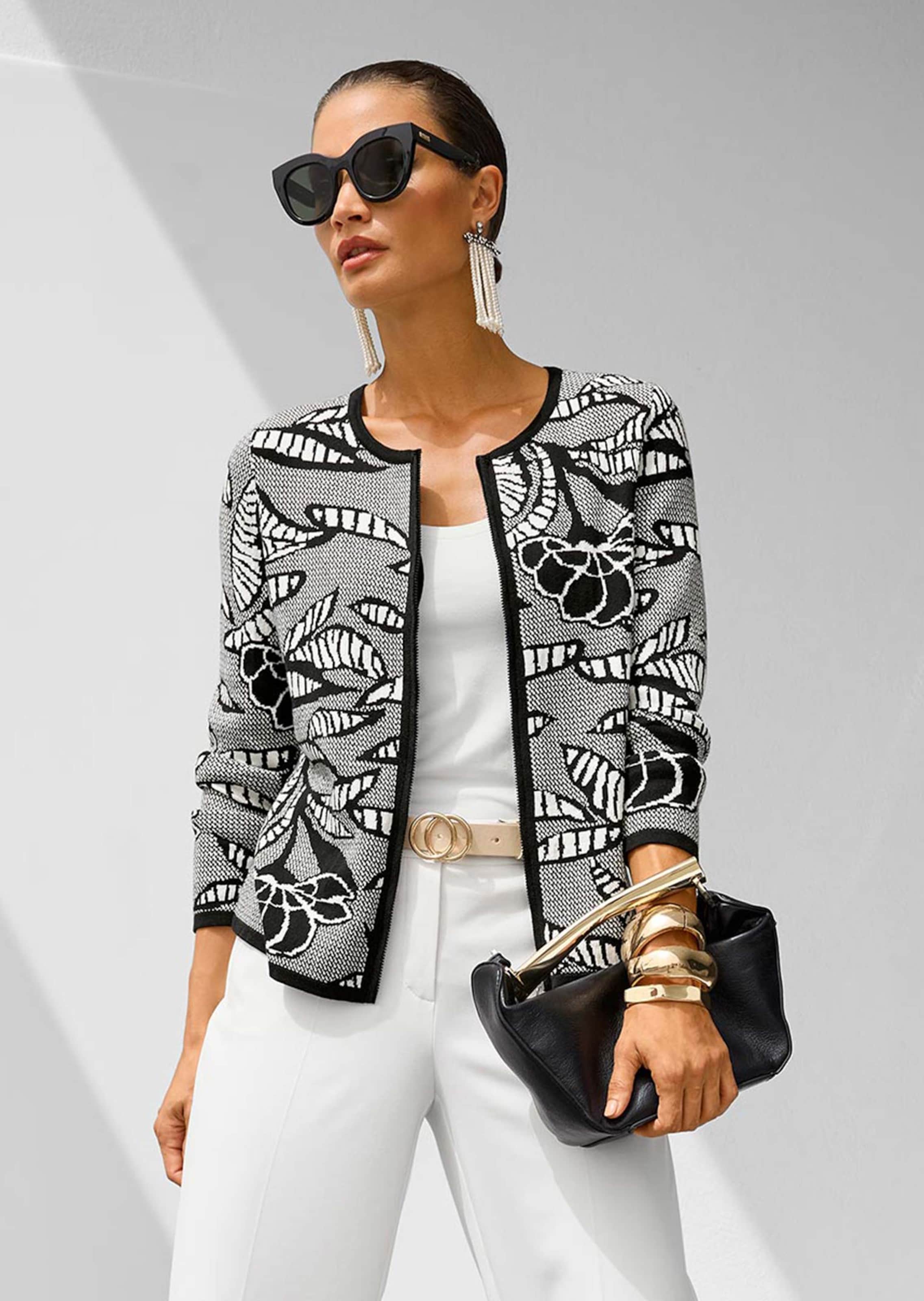 Blazer en maille à imprimé jacquard et zip