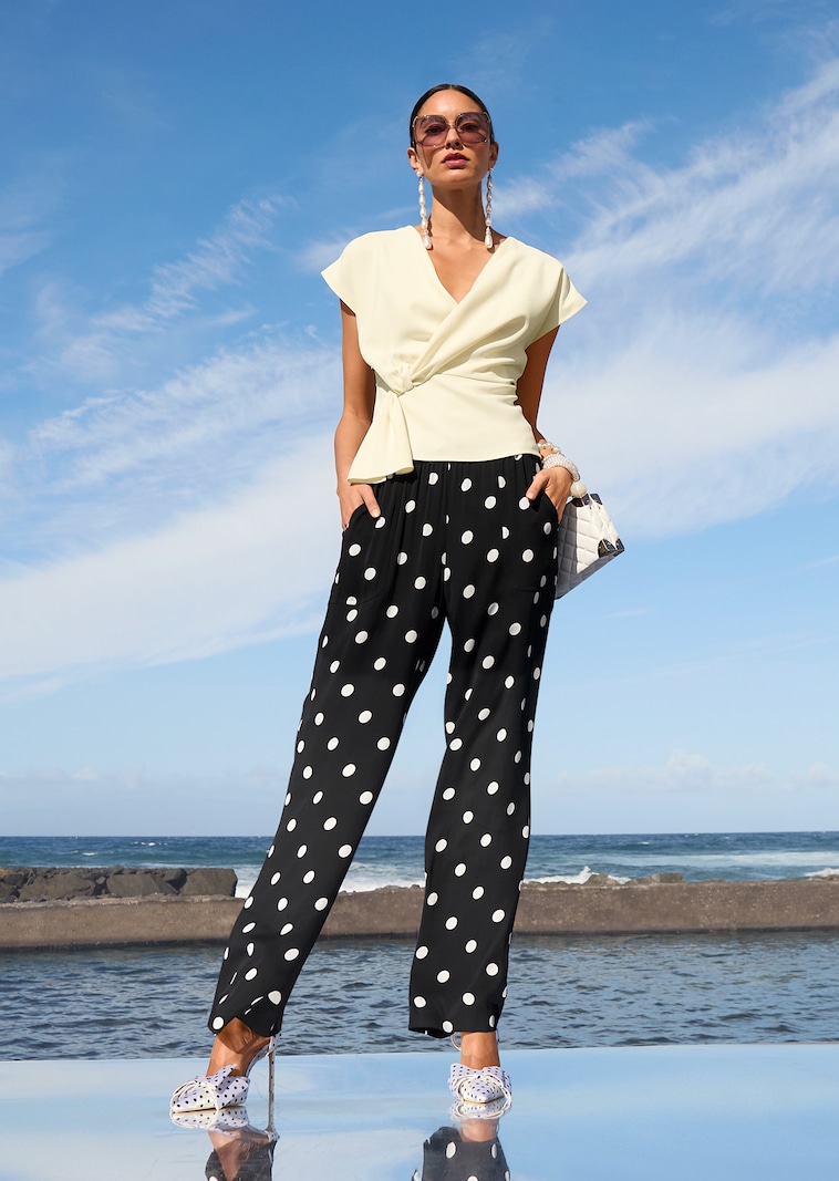 Polka-dot broek met wijde pijpen