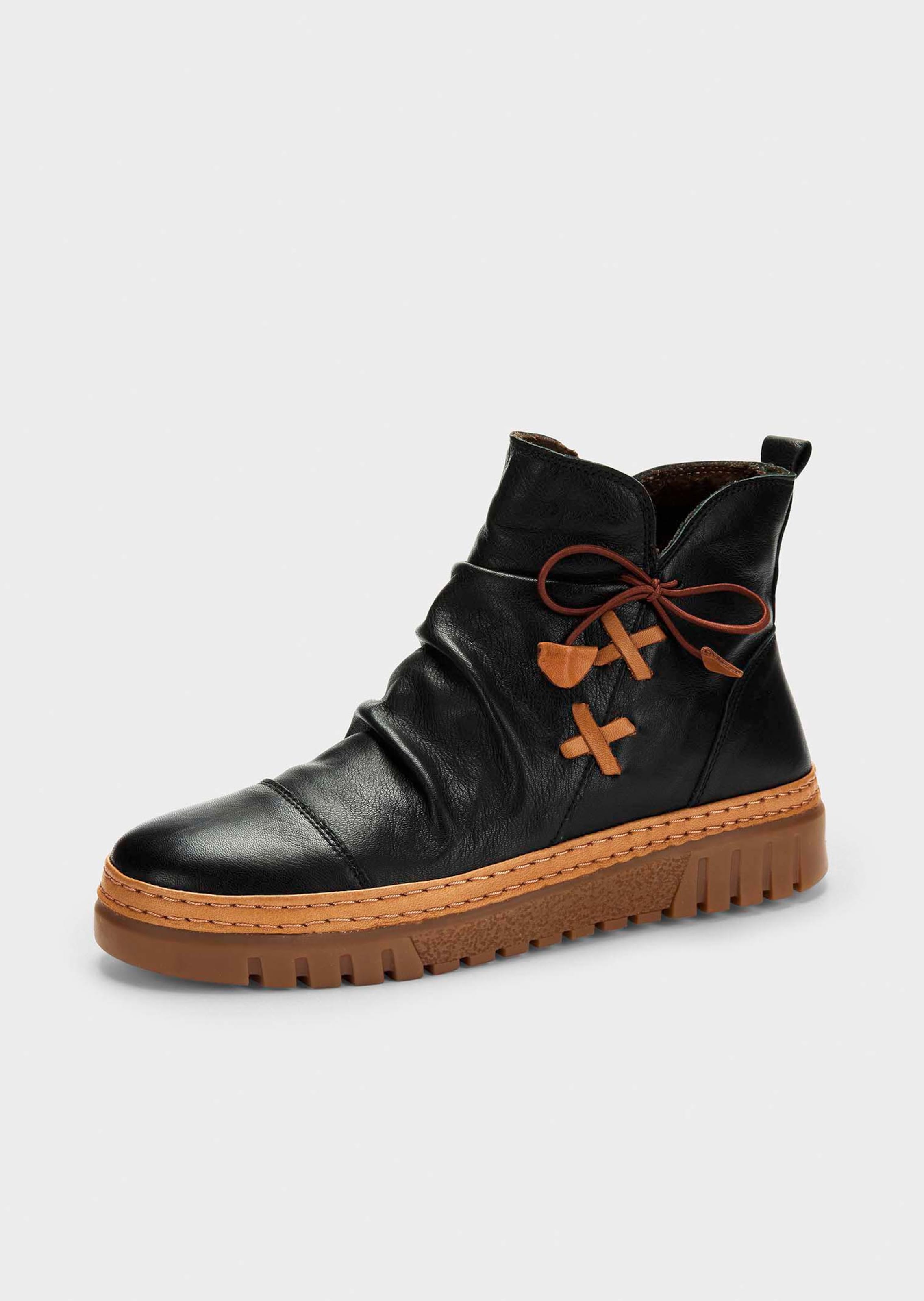 Stiefeletten aus Leder mit Zierschleife