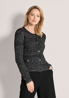 Grobstrickjacke mit Glanzgarn und modischen Knöpfen thumbnail 2