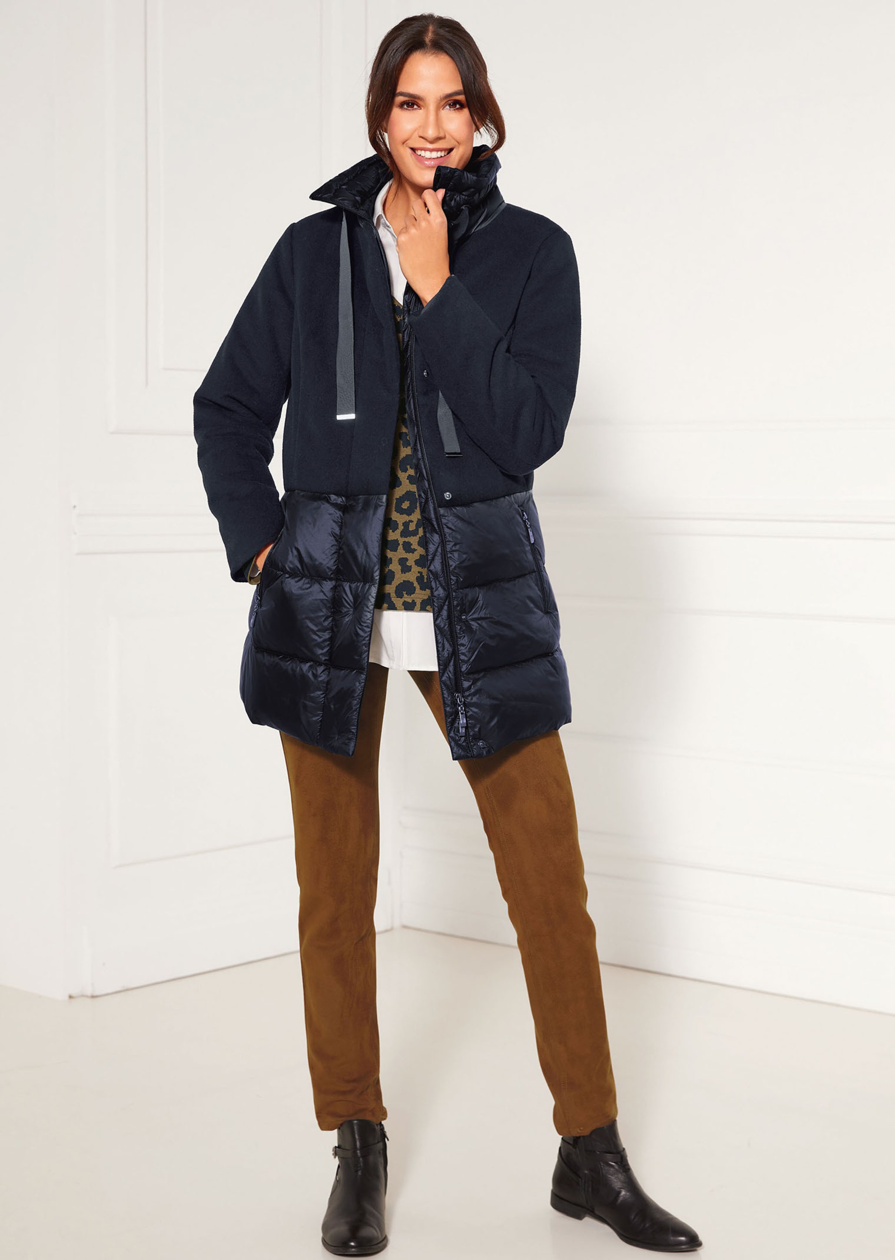 Padded jacket in a mix of materials