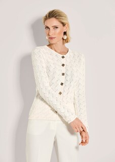 Katoenen gebreide blazer met structuurpatroon thumbnail 2