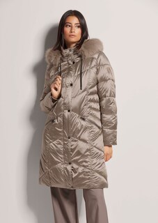 Lange Kapuzen-Jacke mit Webpelz thumbnail 2