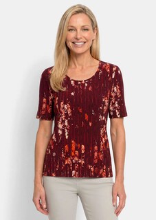 Shirt van viscose met bloemen en verticale strepen thumbnail 1