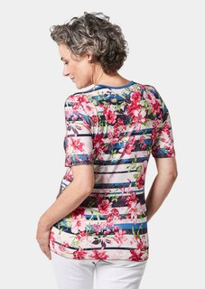 Comfortabel, gedessineerd shirt in een look van bloemen en strepen thumbnail 2