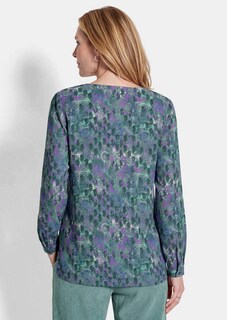 Viscose blouse met ronde hals en strikceintuurtje thumbnail 3