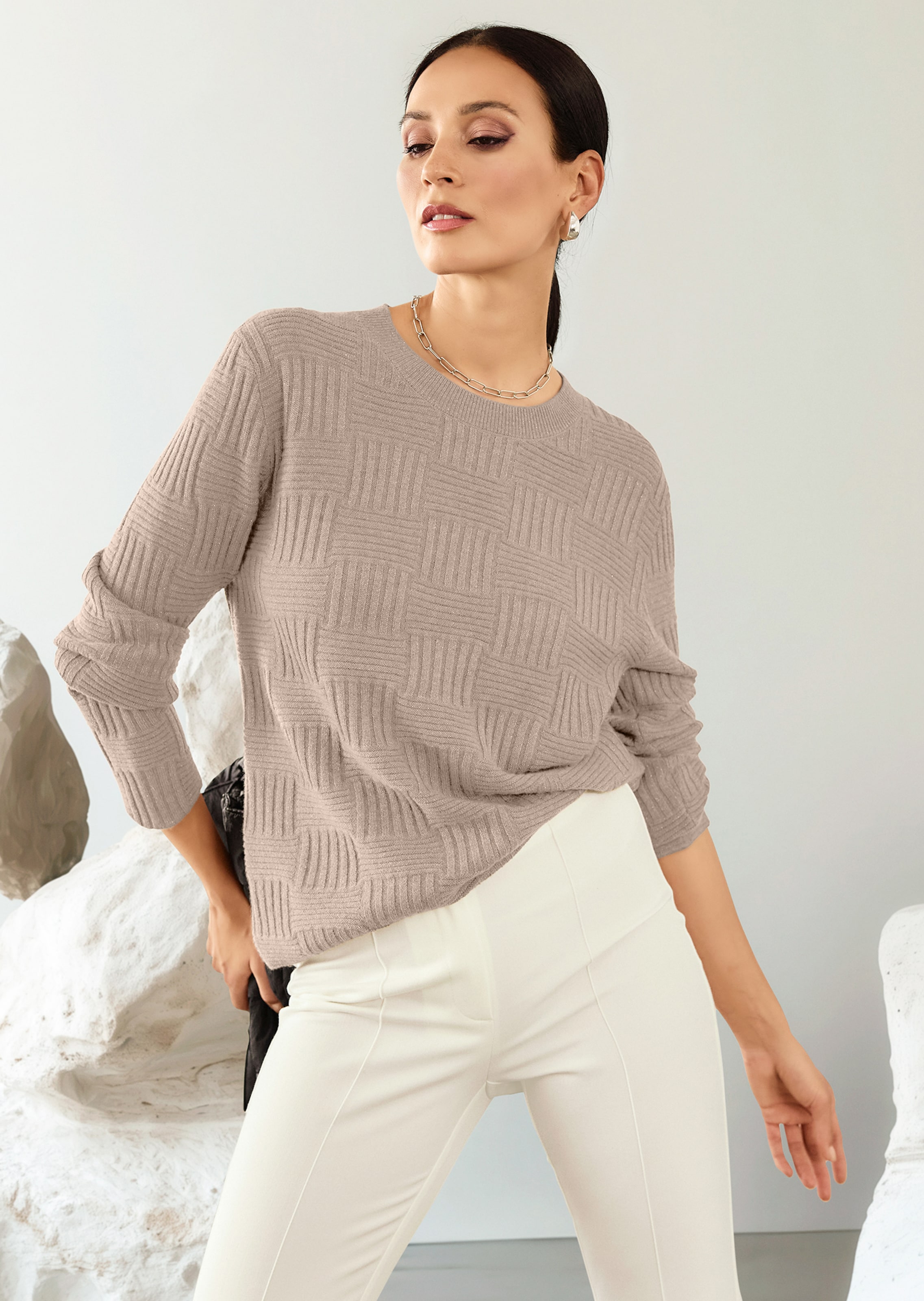 Struktur-Pullover mit viel Kaschmir