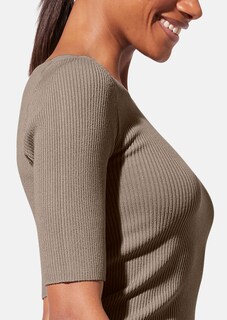 Rippstrickpullover mit kurzen Ärmeln thumbnail 6