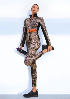 Leggings mit Blätter-Print und Mesheinsätzen thumbnail 1