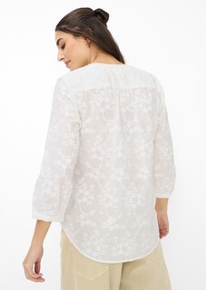Katoenen blouse met opgestikte bloemen thumbnail 3
