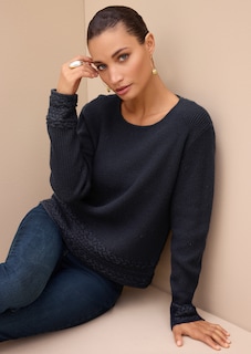 Rib knit jumper with cable detailing thumbnail 1
