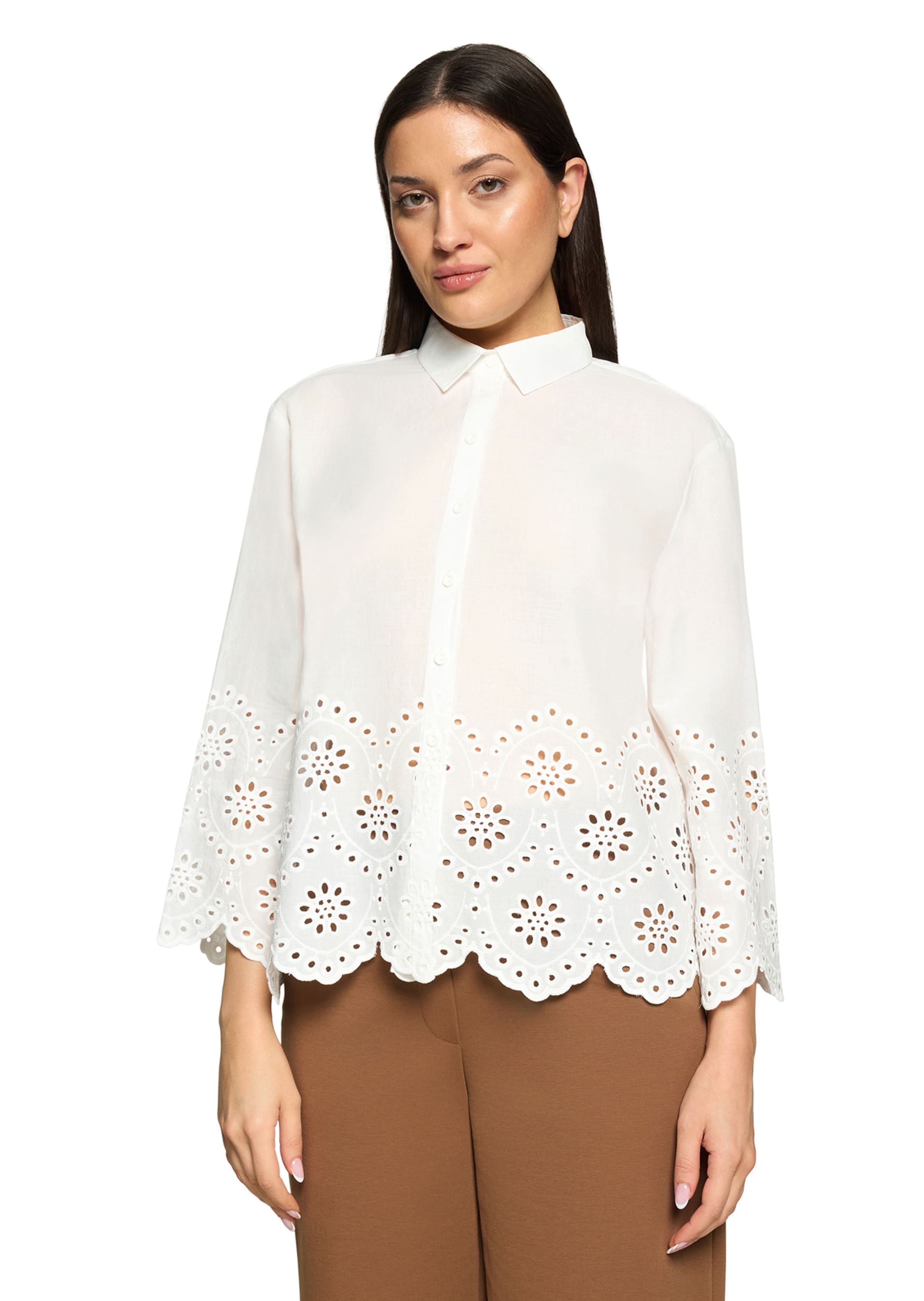 Blouse met borduursel, van puur katoen