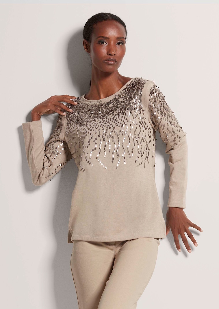 Sweatshirt mit Glanzgarn und Pailletten