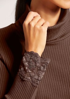 Rollkragen-Shirt mit Spitze am Arm thumbnail 6