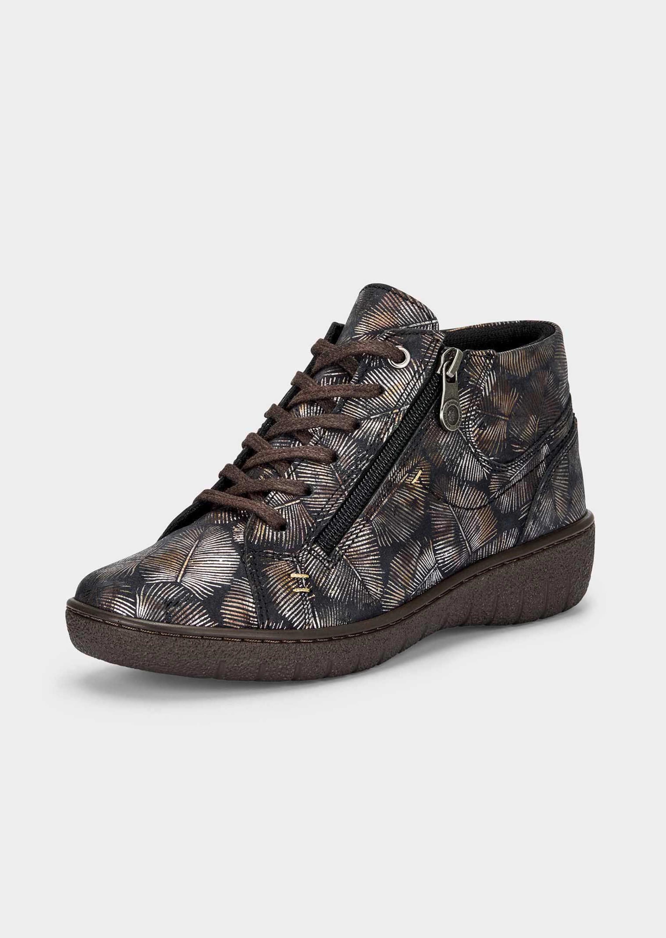 Stiefeletten aus echtem Leder mit Blättermotiv