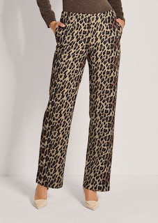 Wijde jersey broek met luipaardprint thumbnail 2