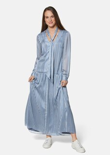 Fein bedrucktes Kleid mit Schal und weitem Rock thumbnail 2