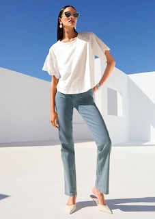 Kurzes Blusen-Shirt im Material-Mix thumbnail 1