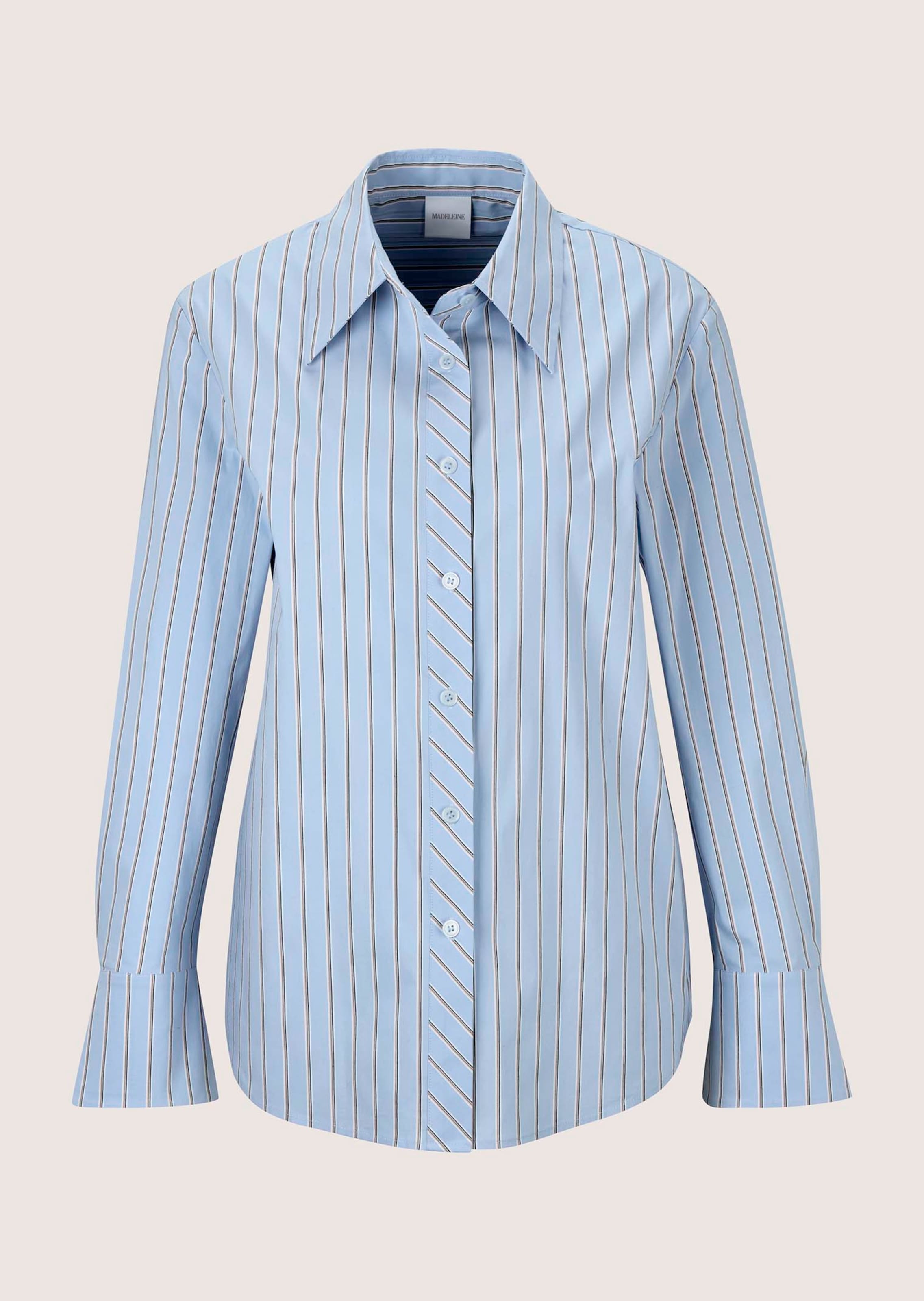 Gestreepte overhemdblouse met parelmoeren knopen