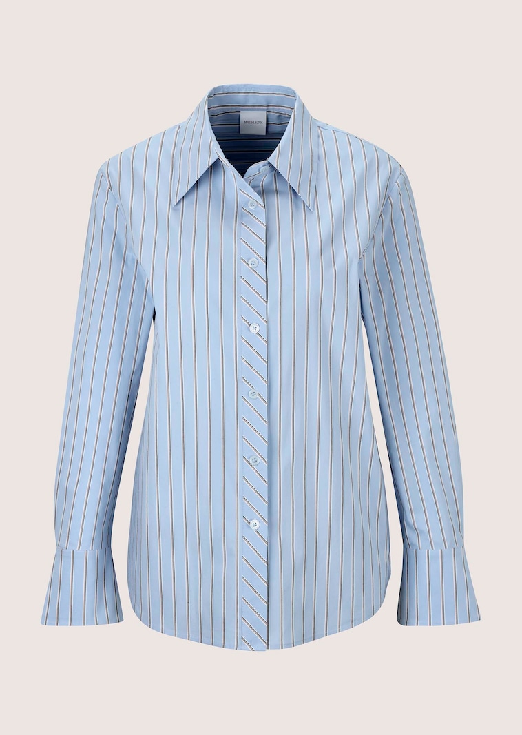 Gestreepte overhemdblouse met parelmoeren knopen