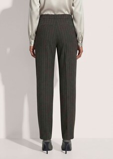 Wijde broek met plooien, krijtstreep en barrel-leg thumbnail 4